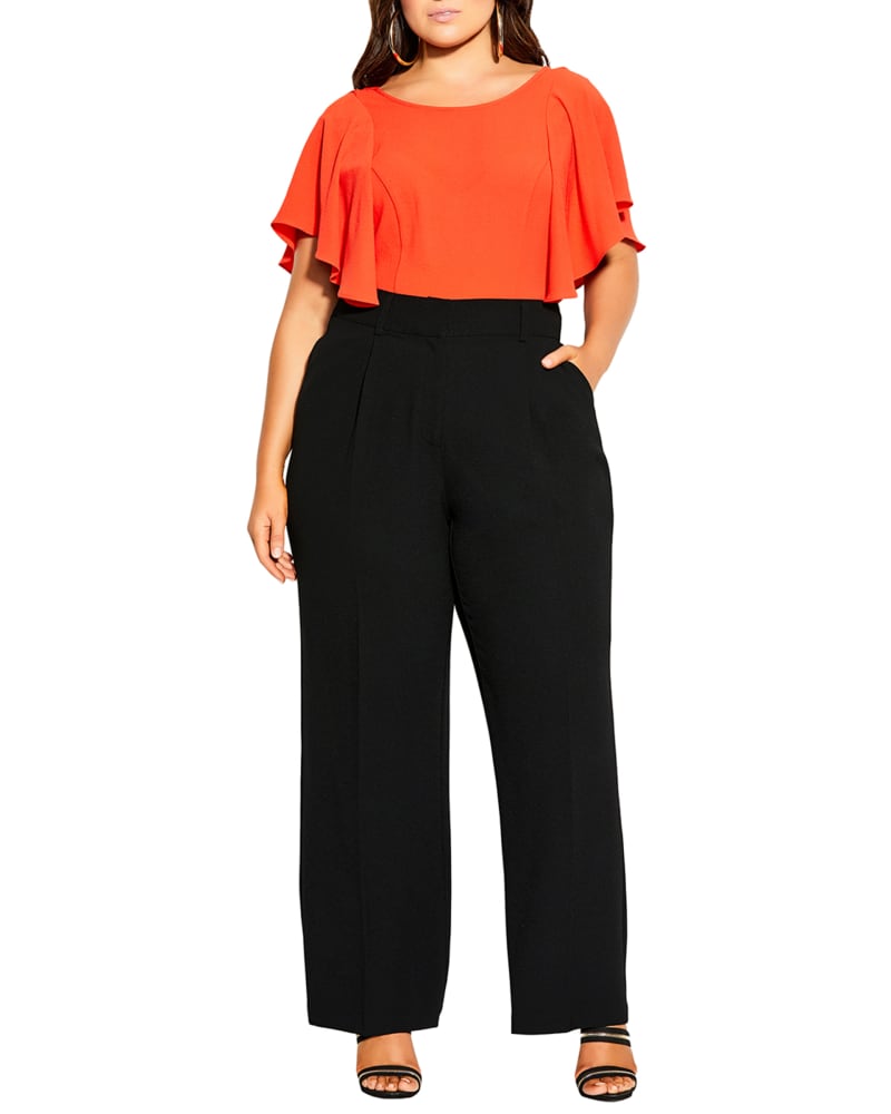 Front of a model wearing a size 12 Arli Magnetic Pant in Black by City Chic. | dia_product_style_image_id:252443